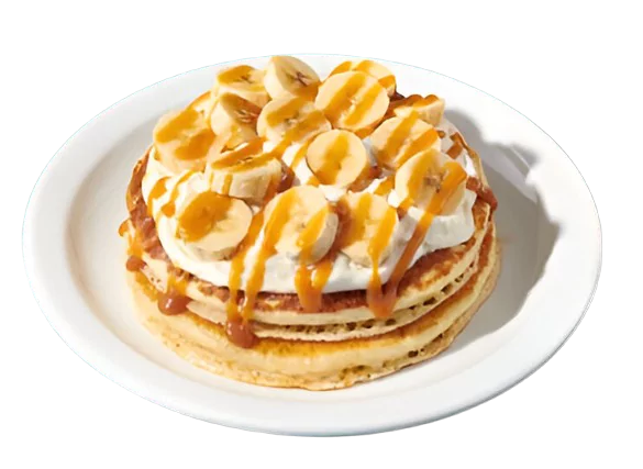 Stack of Salted Caramel Banana Pancakes