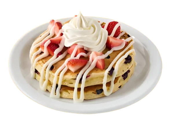 Stack of Red, White and Berry Pancakes
